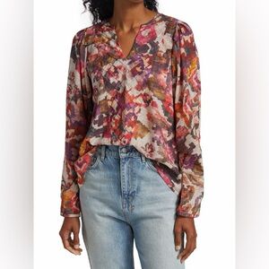 CHUFY $395 Memories Of Romania Silk Blend Dol Top Medium V-Neck Bohemian